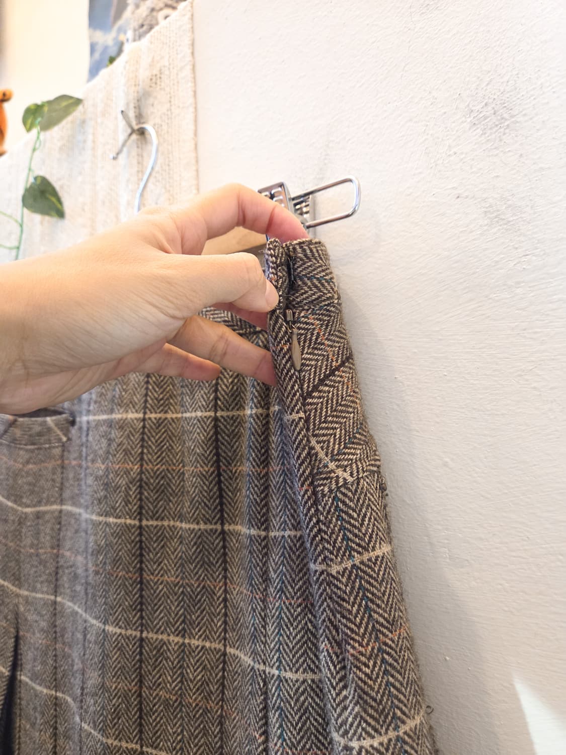 EAST BOY 체크 미디 울 스커트 상품이미지4