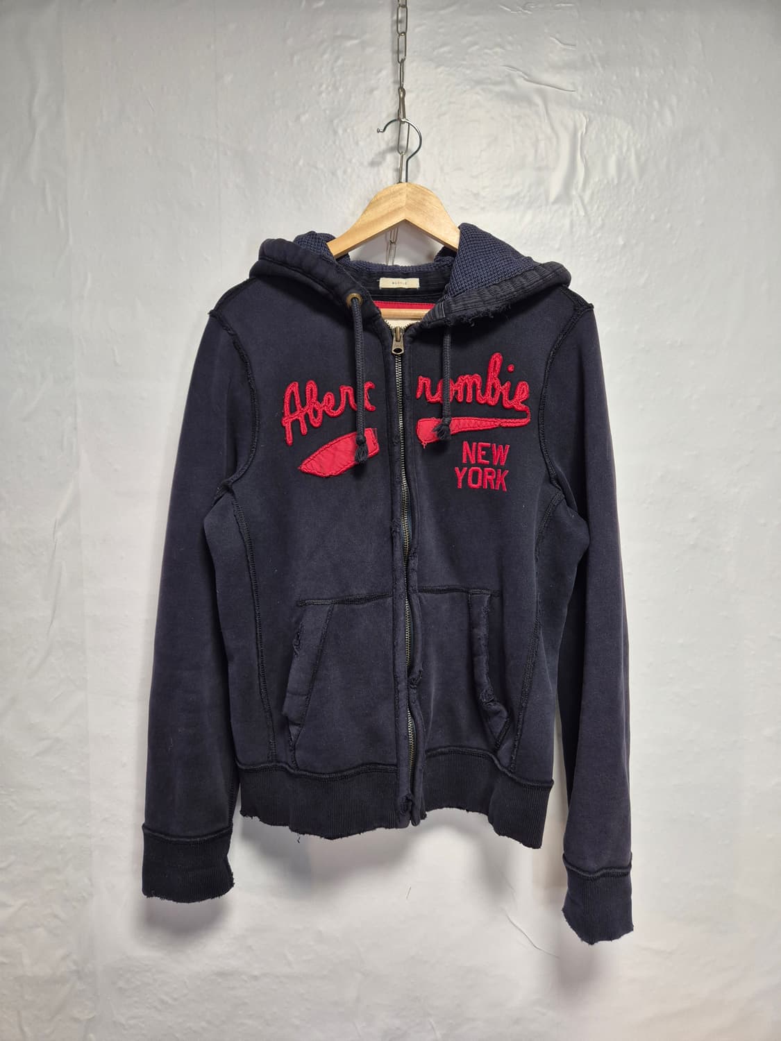 아베크롬비 Y2K 올드스쿨 후드집업 네이비 M사이즈(상태A급) 상품이미지1