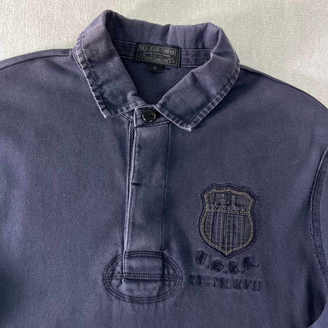 95 폴로랄프로렌 진스 성조기패치 빈티지 워싱 럭비티 상품이미지3