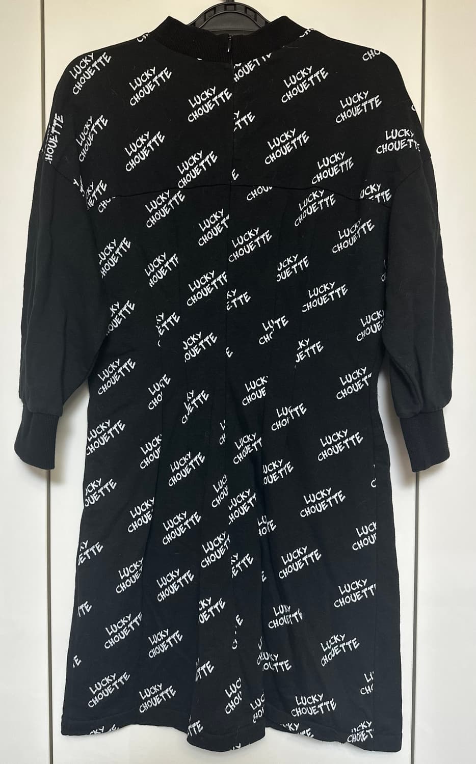 럭키슈에뜨 블랙 7부 소매 원피스 부엉이 자수 상품이미지4