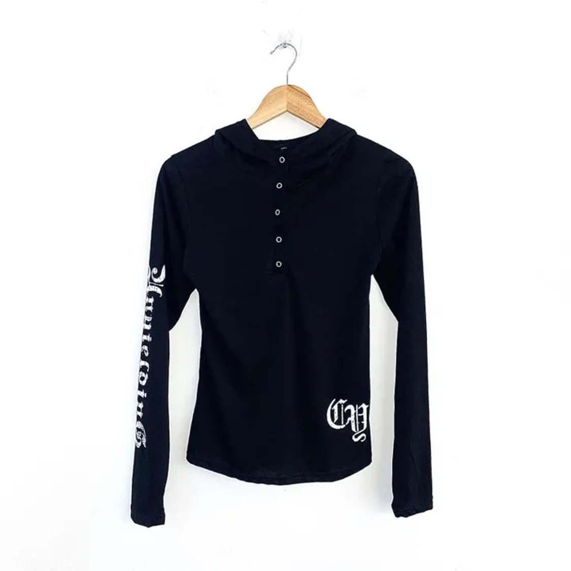 y2k 롱슬리브 스냅버튼 후드티 상품이미지2