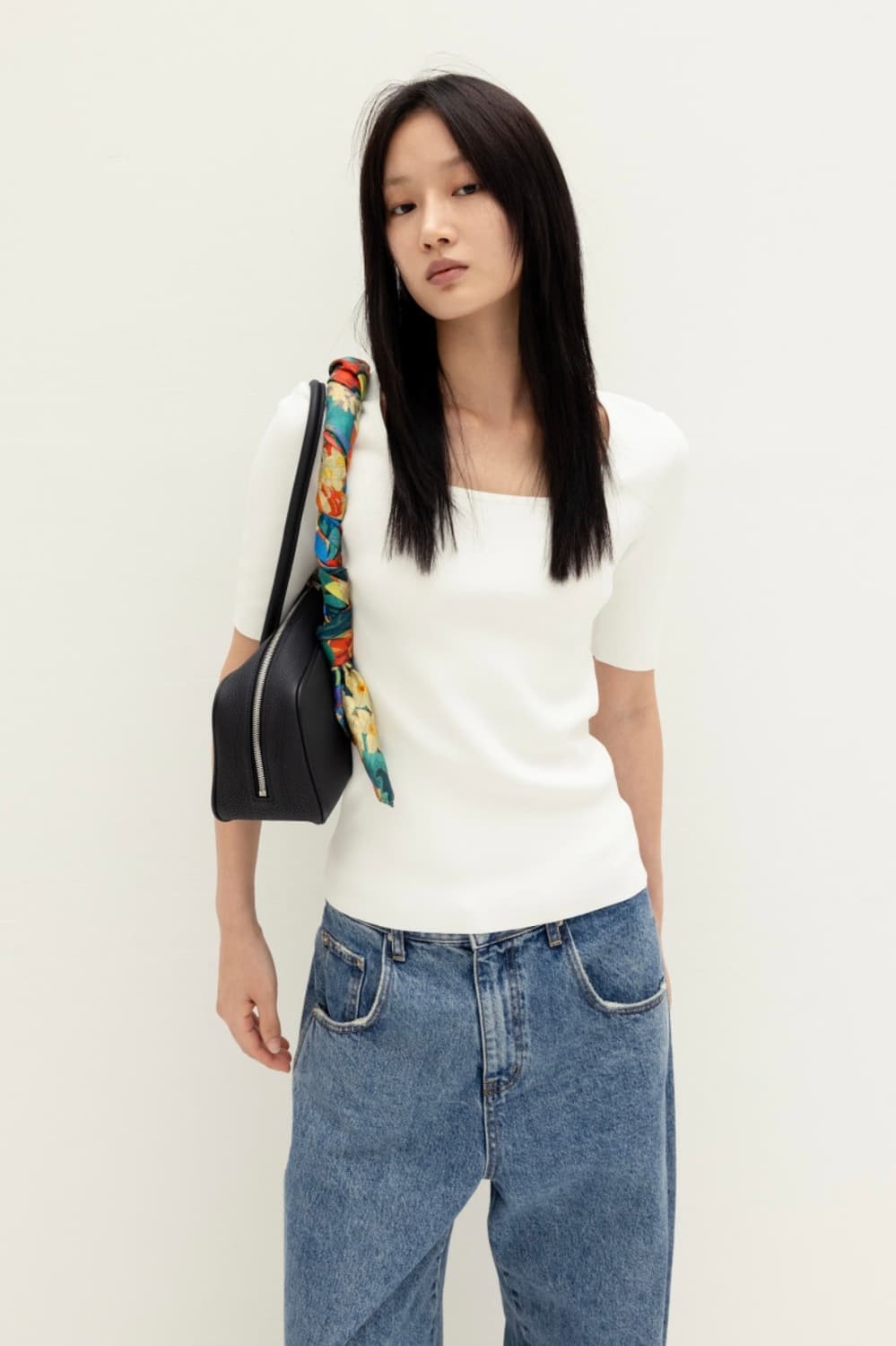 오르 고밀도 5부 니트 - 아이보리 상품이미지2