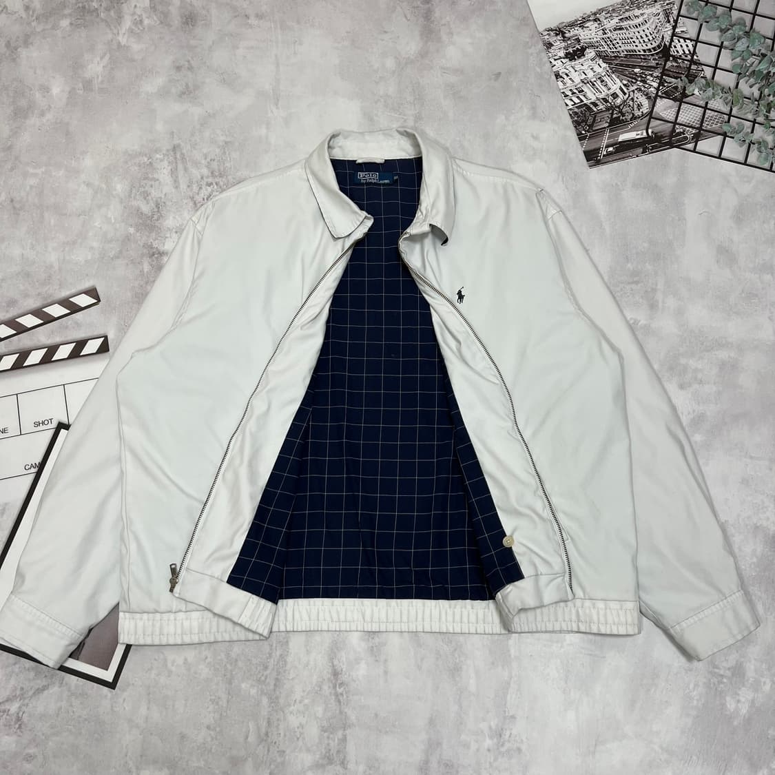 90S 폴로 랄프로렌 화이트 로고 폴리쉘 자켓 상품이미지1