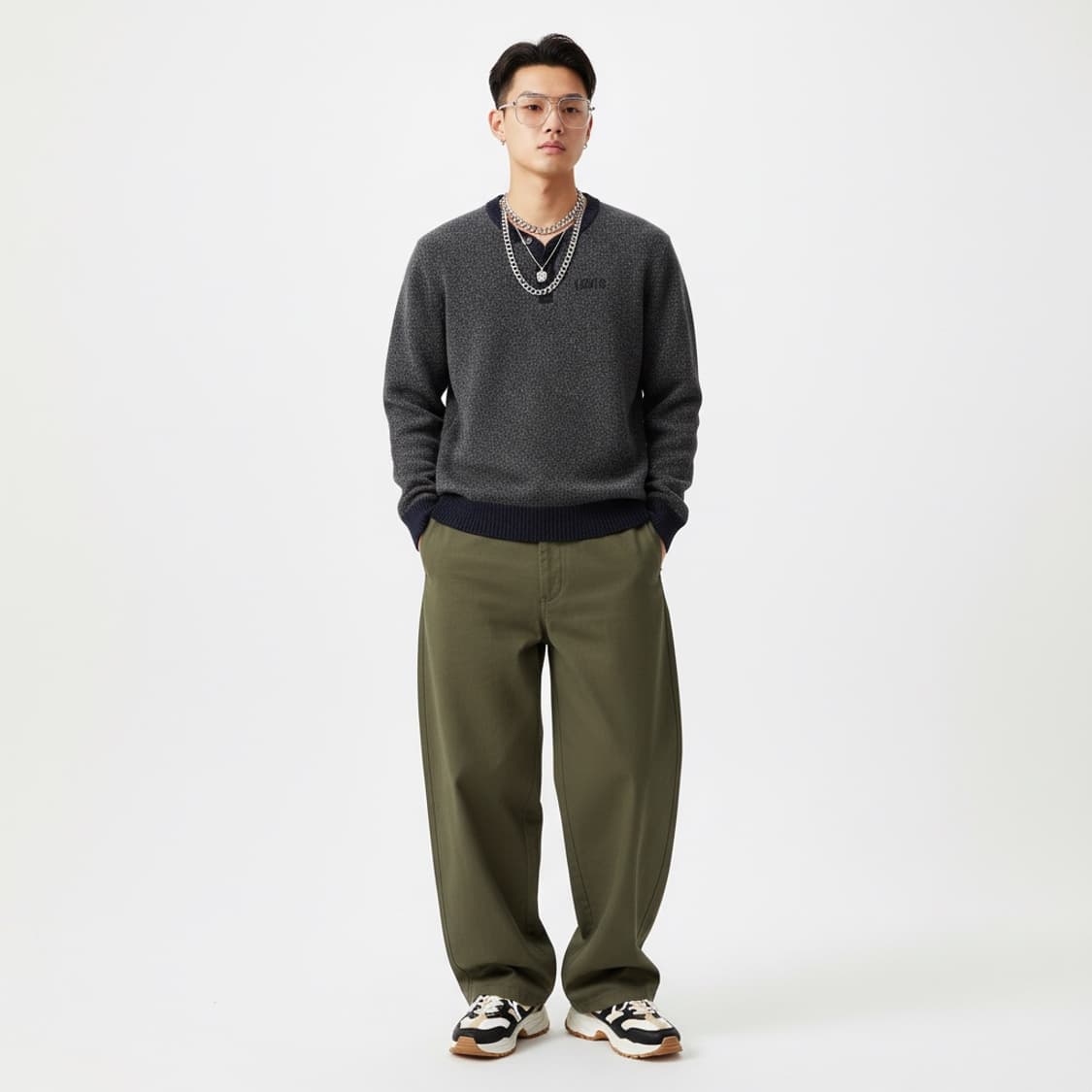 Levi's 리바이스 그레이 네이비 버튼 니트스웨터 105(레트로) 상품이미지1