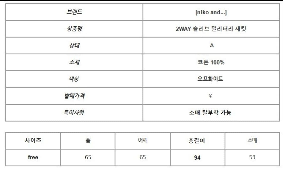 니코앤드 2way 슬리브 밀리터리 재킷 상품이미지2