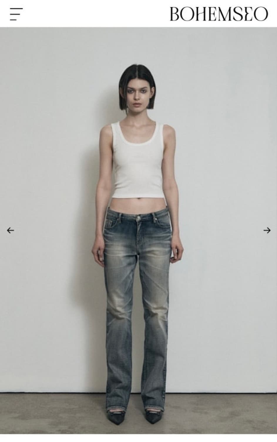 보헤미안서울 크럼플드 워닝 데님 팬츠 보헴서 상품이미지1