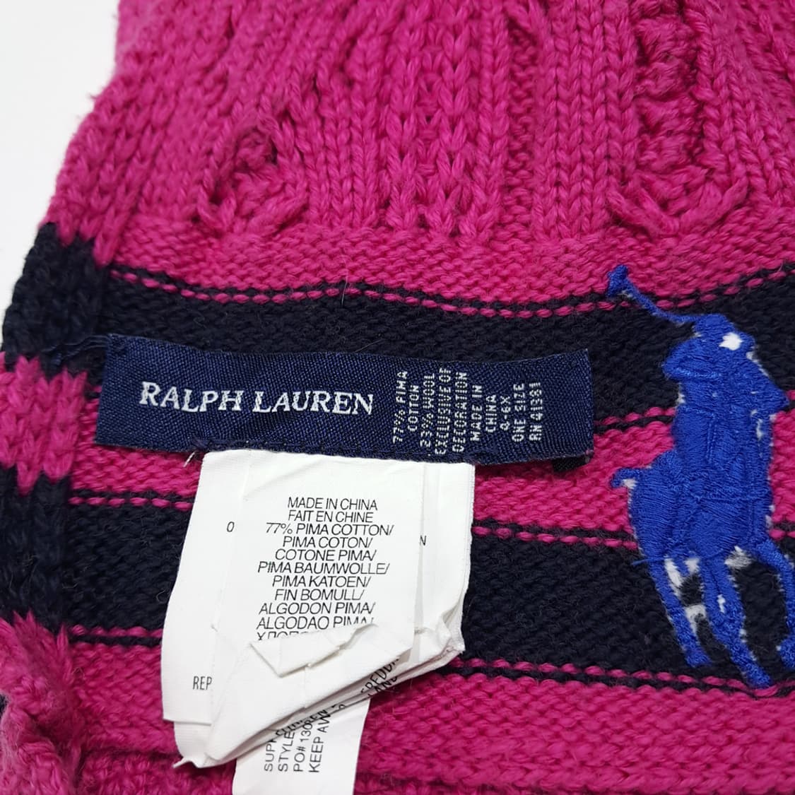 MX645 폴로 00s 피마코튼울 케이블 프릴 핫핑크 머플러 목도리 상품이미지4