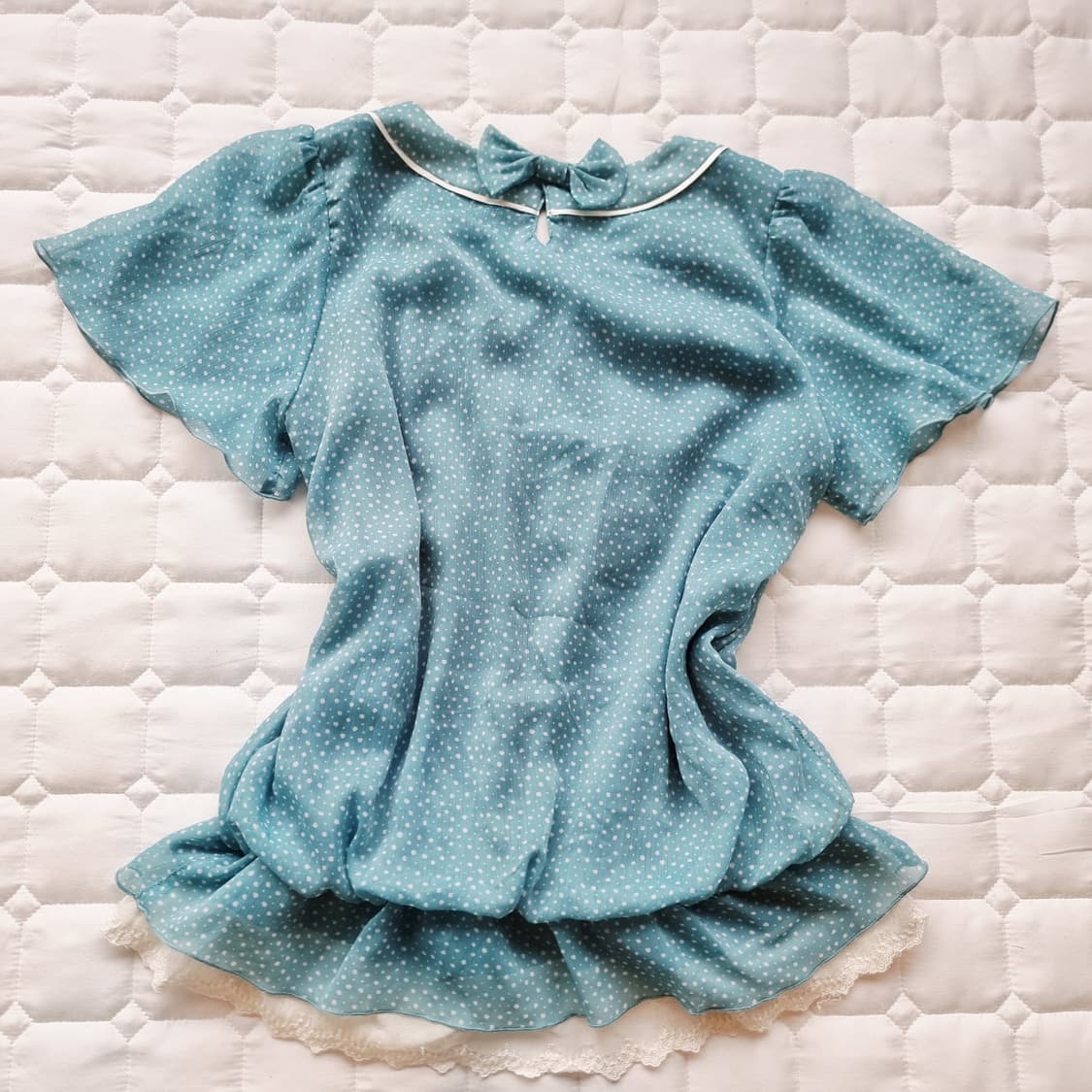 도트 러플 튜닉 블라우스 상품이미지3