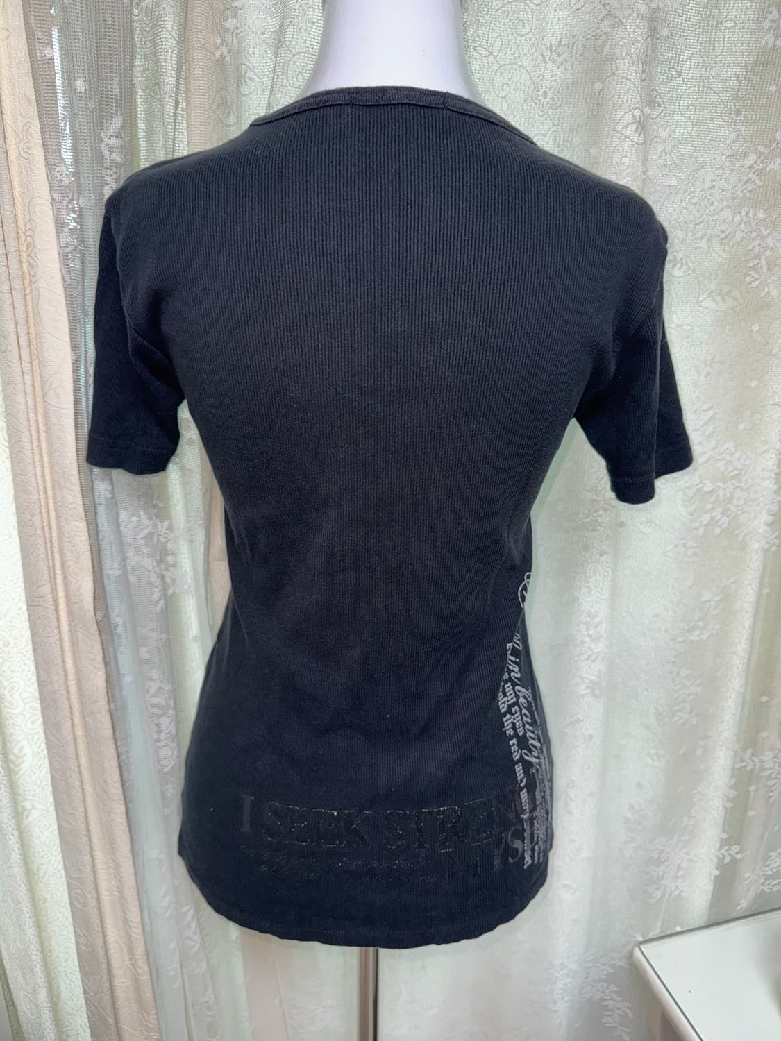 Vintage lettering gothic punk Vneck T 상품이미지3