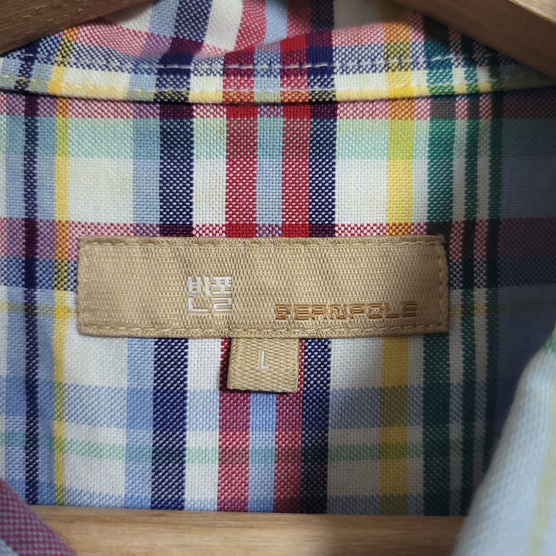 (L) BEANPOLE 빈폴 블루 체크 셔츠 남방 상품이미지2