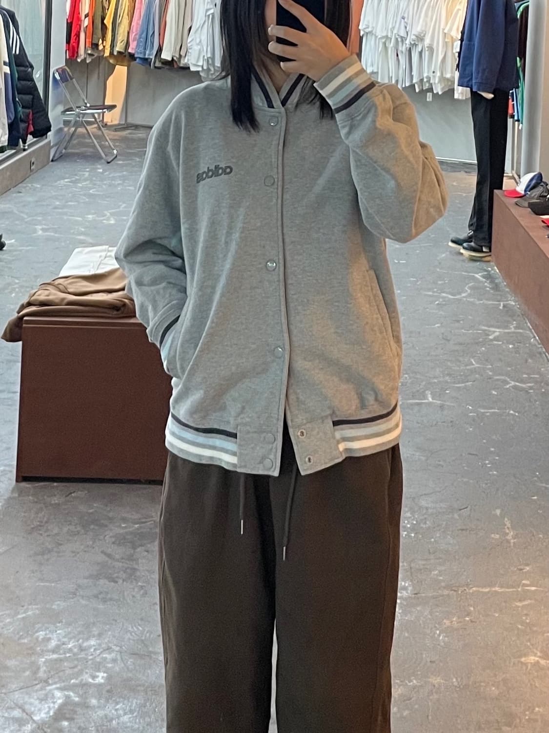 아디다스 코튼 그레이 백로고 자켓 H1332 상품이미지1