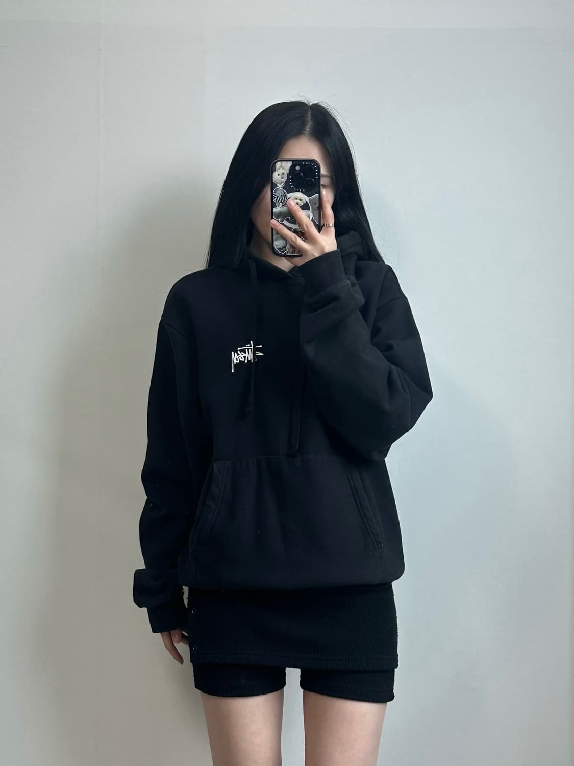 스투시 스탁로고 블랙 후드티 상품이미지2