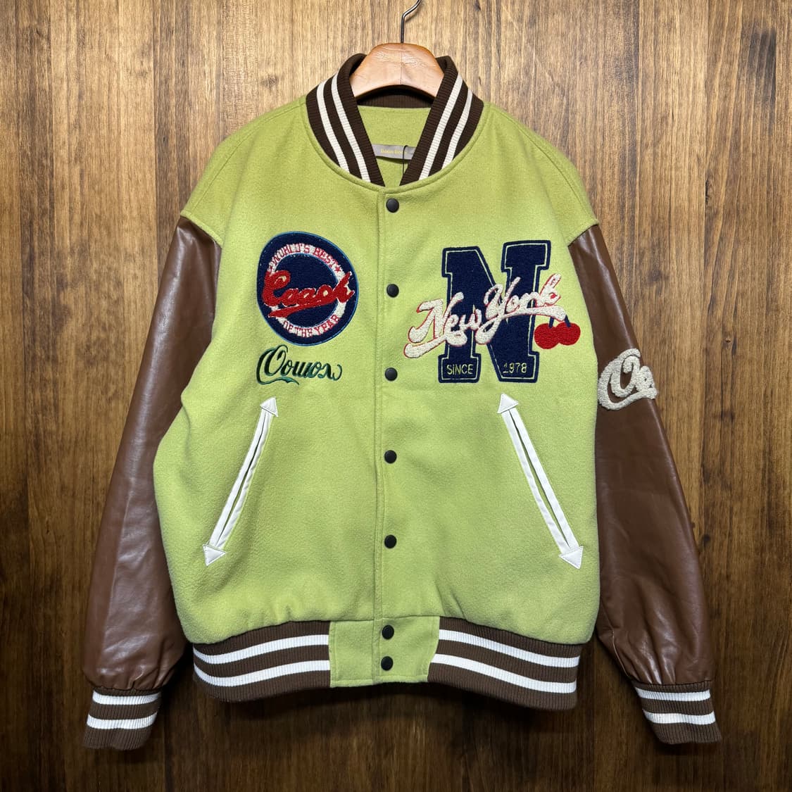 patch detail leather bomber jacket 상품이미지2