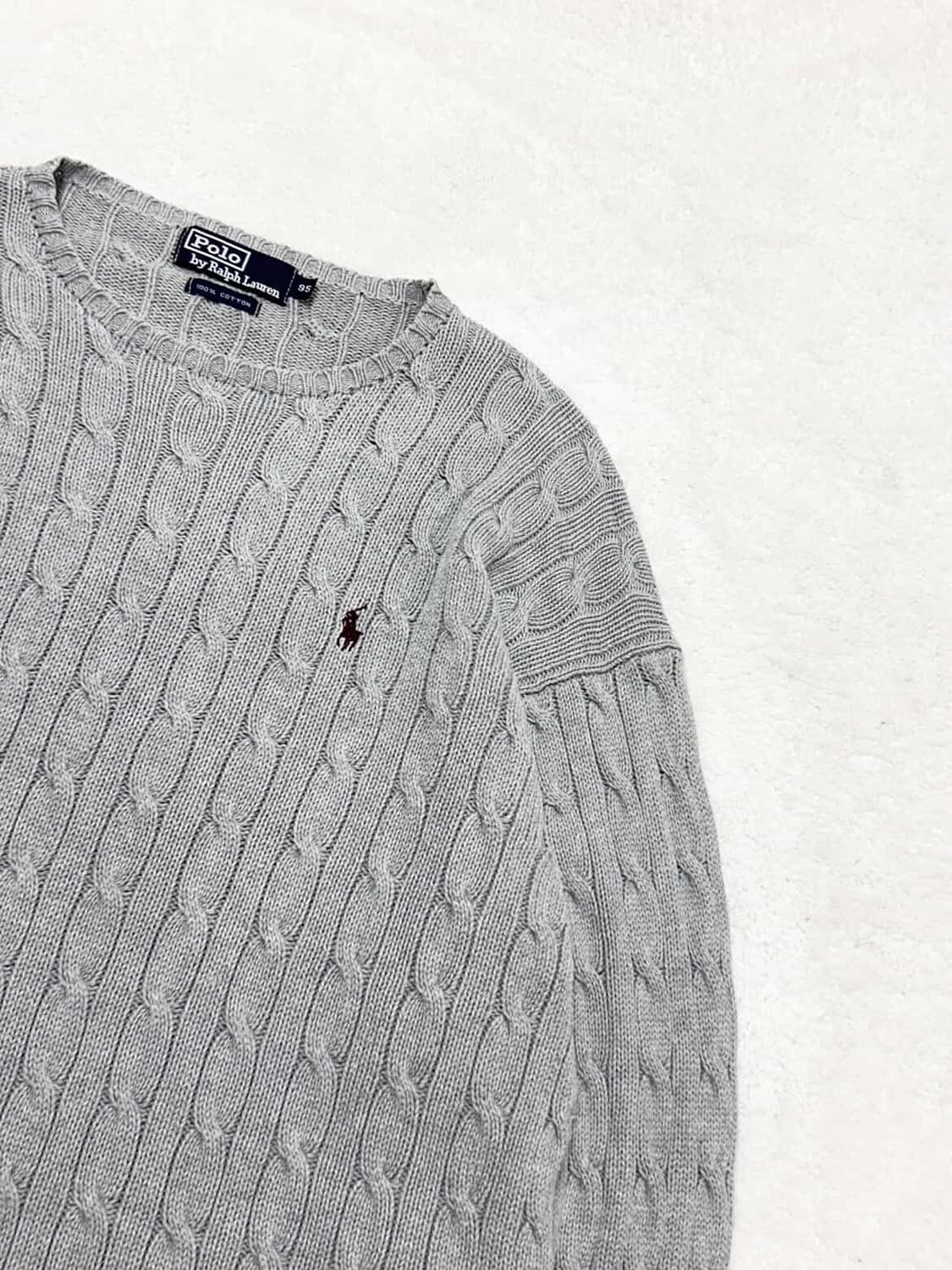 폴로 버건디포니 그레이 케이블니트 상품이미지7