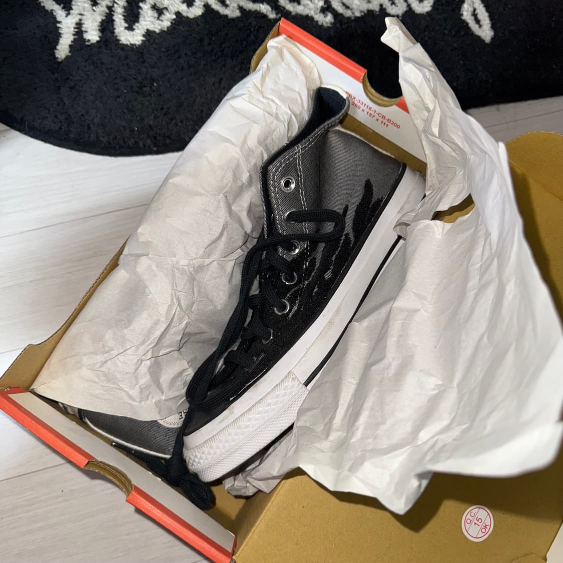 새상품) 컨버스 데드스탁 플레임자수 블랙 240 상품이미지3