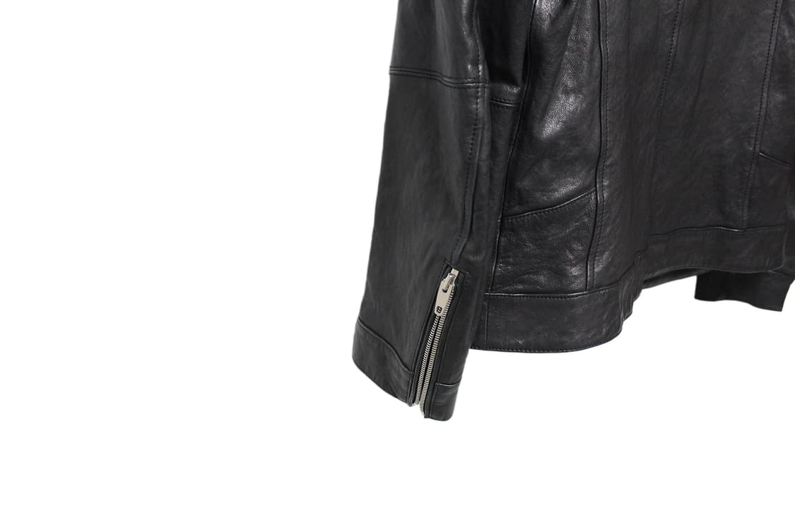 지이크 하이넥 램스킨 싱글레더 자켓 상품이미지5