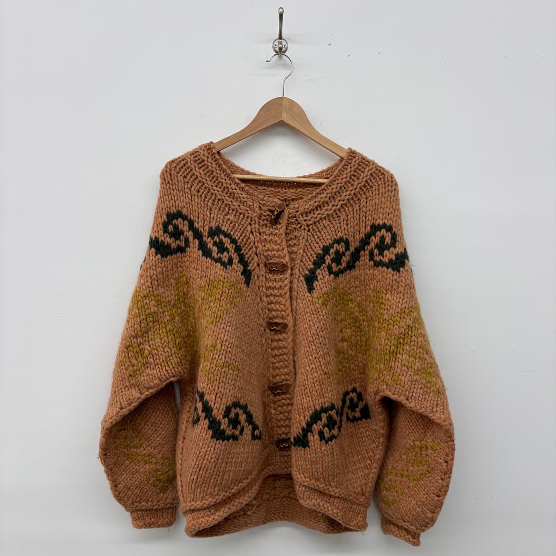 핸드메이드 패턴 헤비 가디건 여XL 상품이미지1