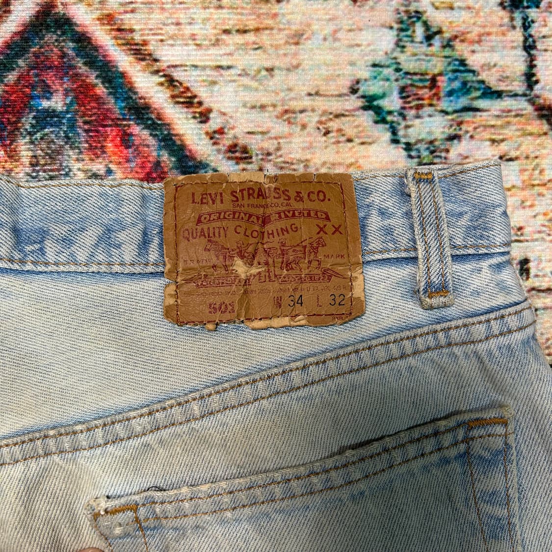 [34X32] 90s made in usa 리바이스501 디스 데님팬츠 상품이미지10
