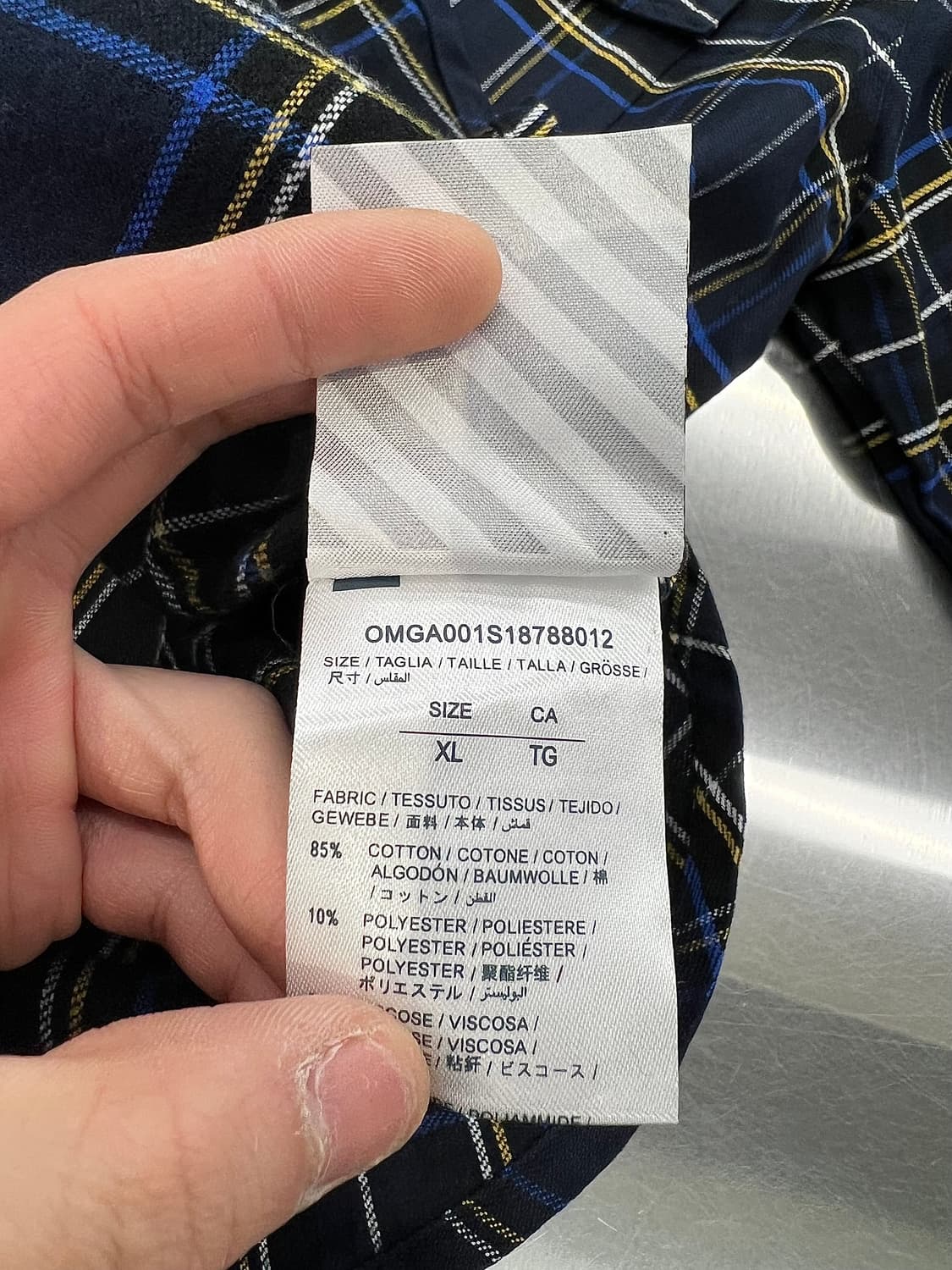 오프화이트 18ss 애로우 블루 플란넬 체크 셔츠 상품이미지8