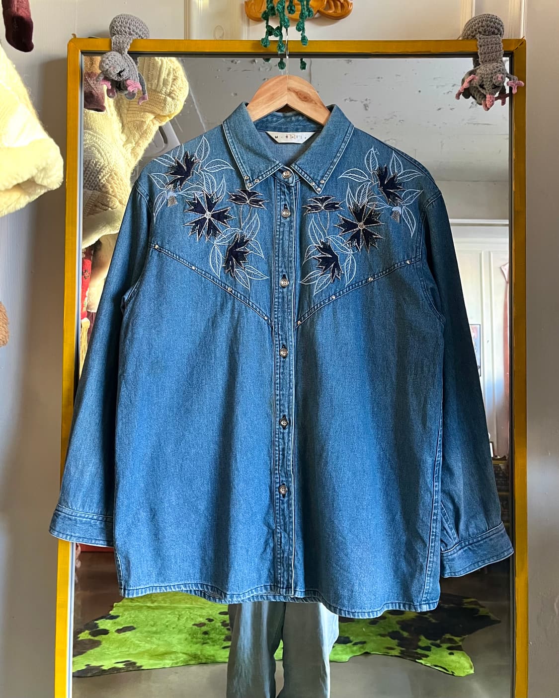 M-Salir Japan Denim Floral Western Shirt 상품이미지4