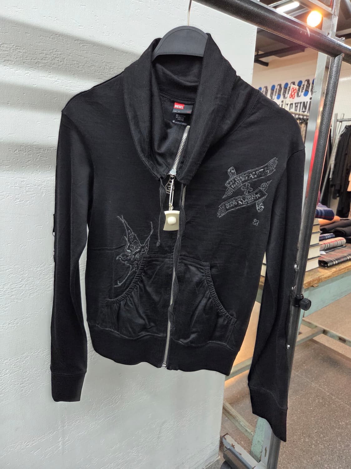 DIESEL 디젤 블랙 펑크 오리엔탈 하이넥집업💯 상품이미지2