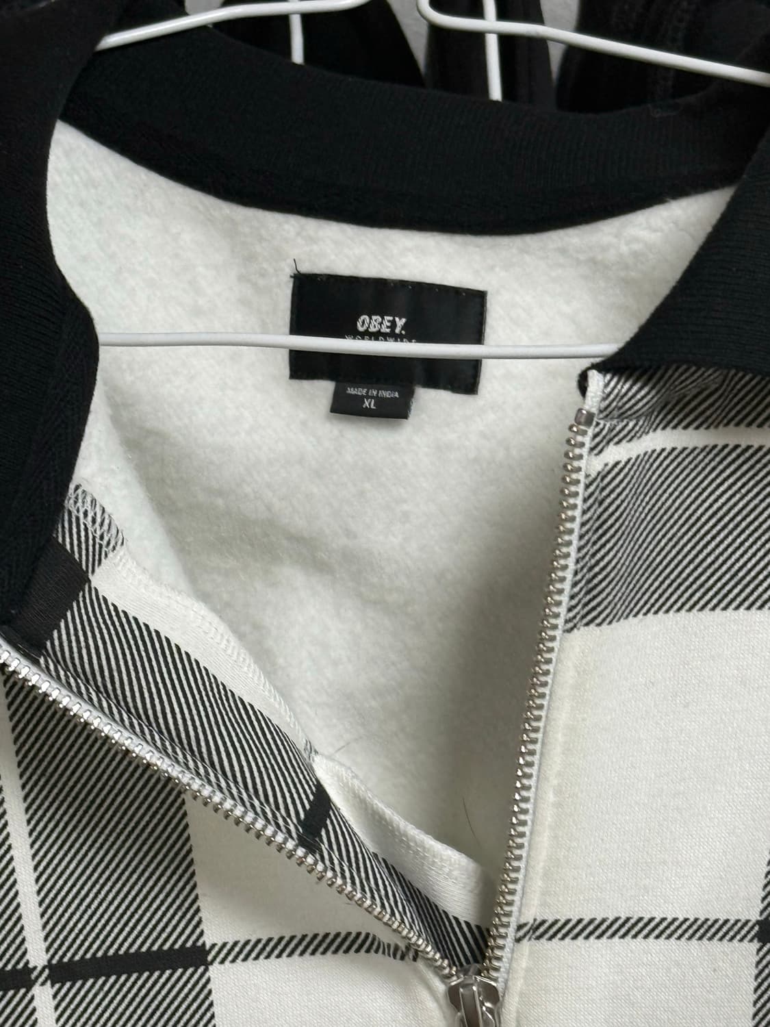 오베이 체크 집업 후드 상품이미지3