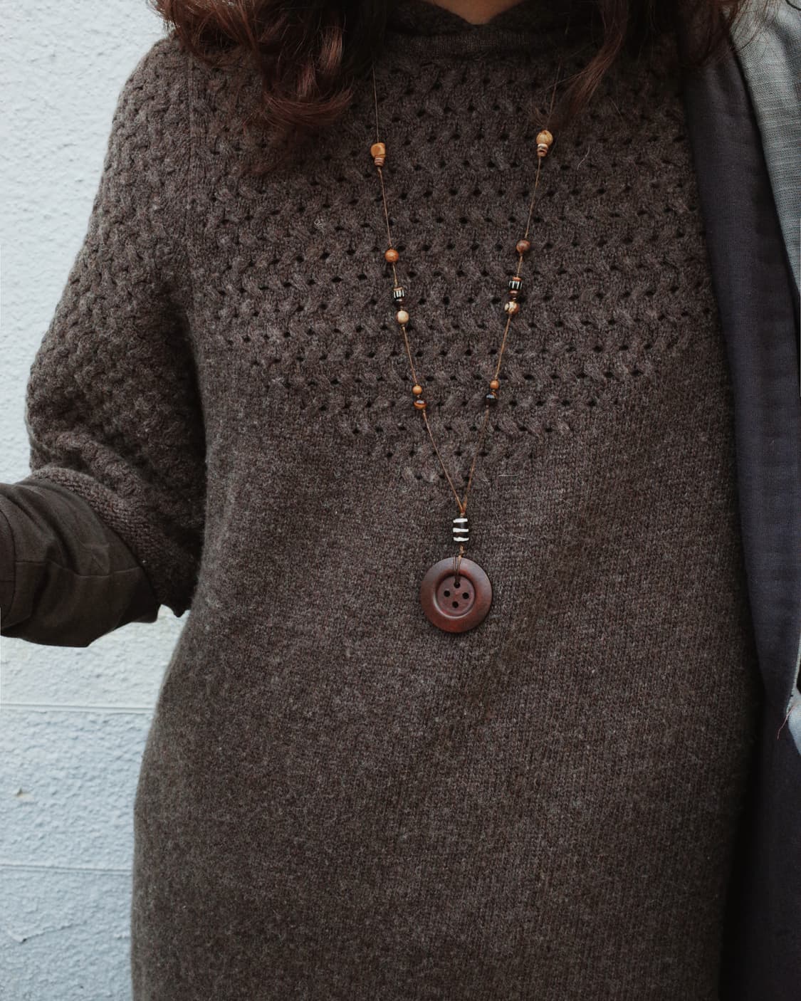 stripe button necklace 스트라이프 단추 목걸이 상품이미지1