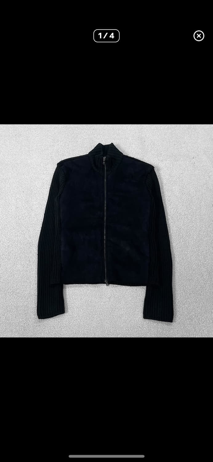 알마니 익스체인지 스웨이드 바디 니트집업 자켓 블랙 상품이미지1