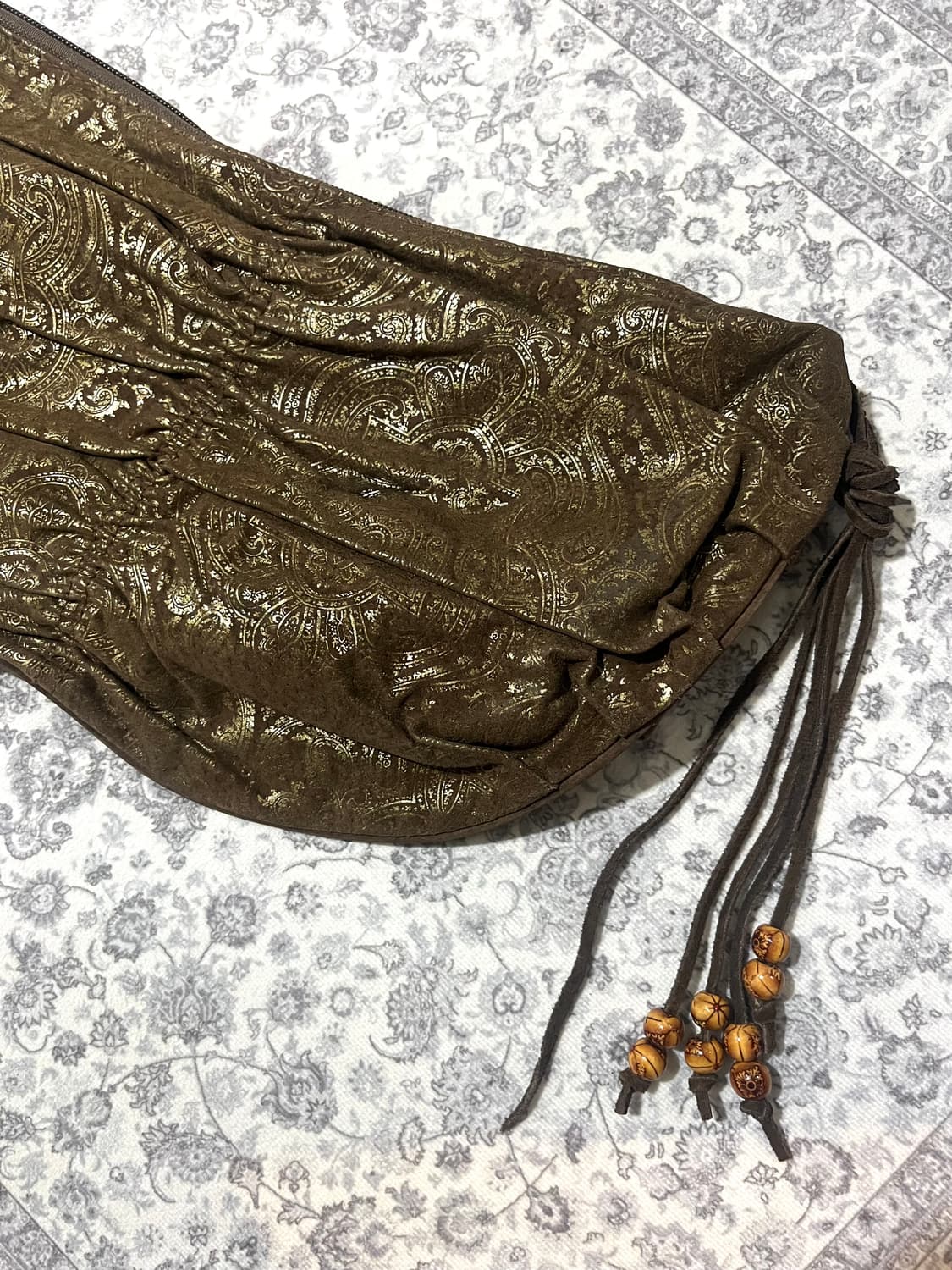 오리엔탈 에스닉 스톤 브라운 체인 프린지 백 상품이미지3