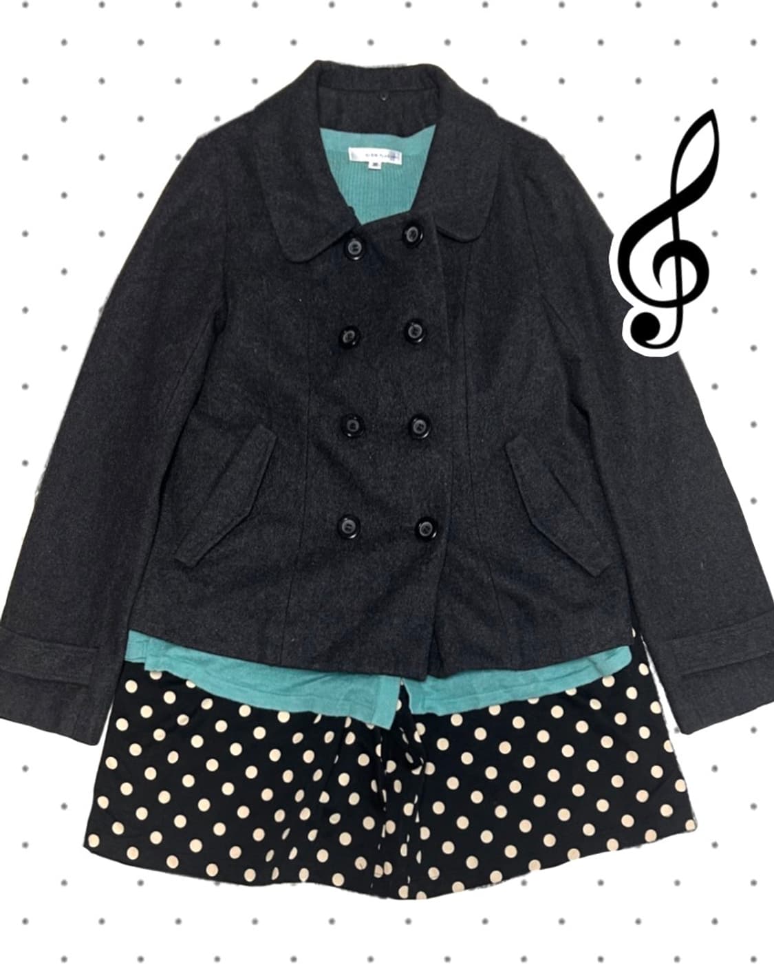 빈티지 코이세이오 더블코트 도트 코디세트 상품이미지1