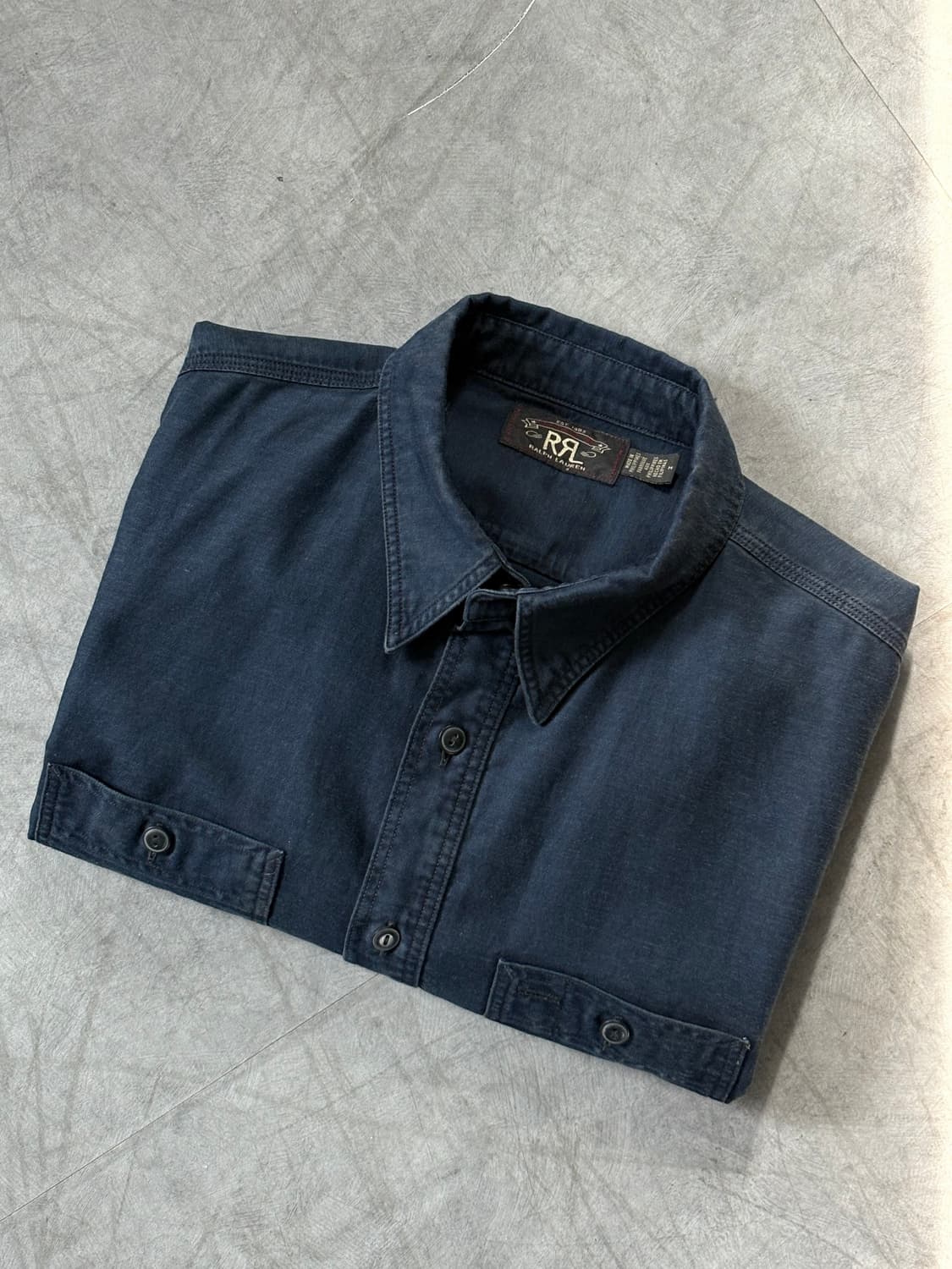 RRL 더블알엘 인디고 코튼 린넨 새틴 워크 셔츠 상품이미지1