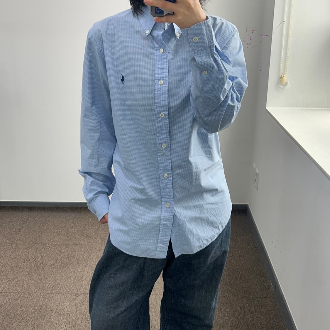 Polo 폴로 네이비포니 라이트블루 체크 셔츠 상품이미지1