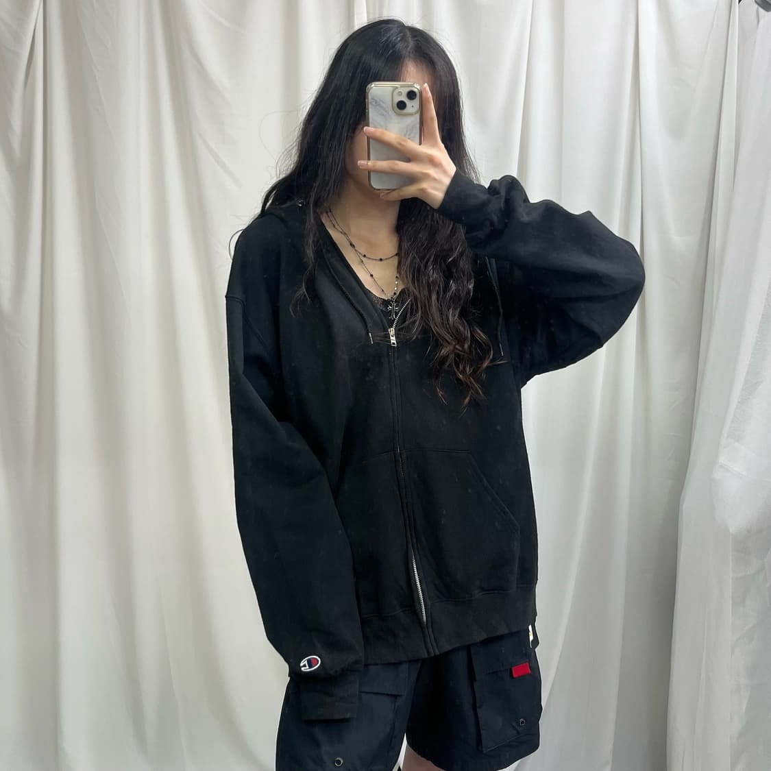 Champion black hood zip-up 상품이미지2