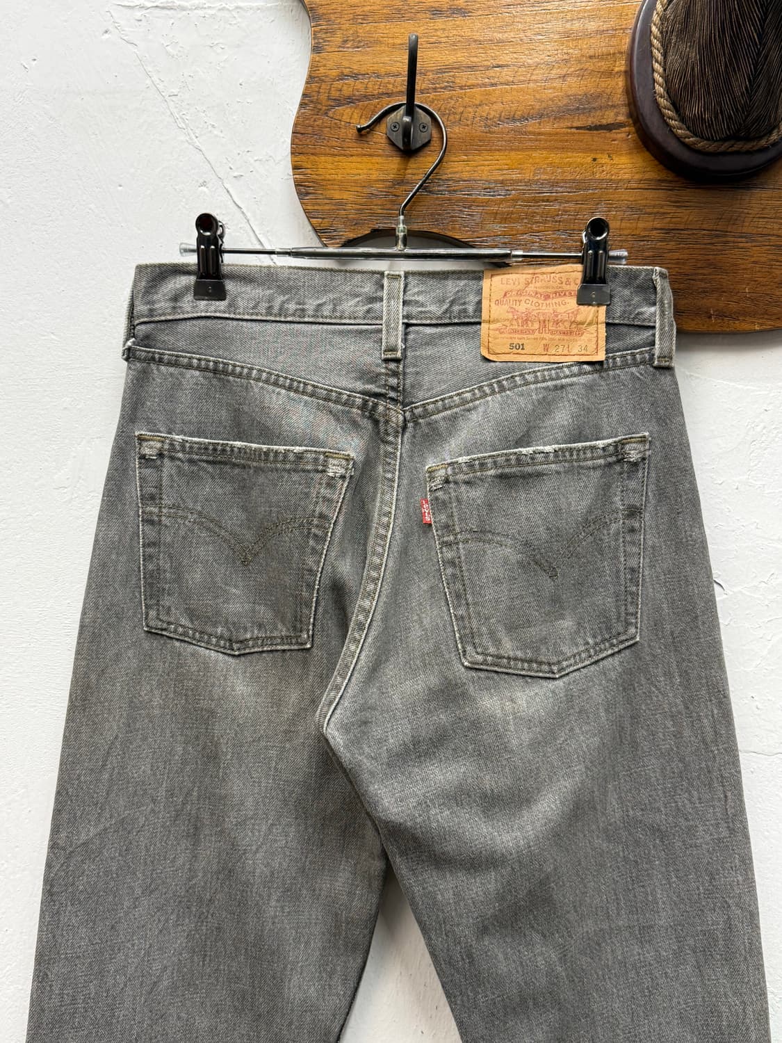 90s USA Levi's 501 Straight Gray Denim P 상품이미지2