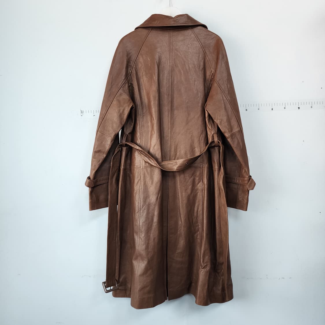 로보 브라운 가죽 롱 트렌치 코트 상품이미지7