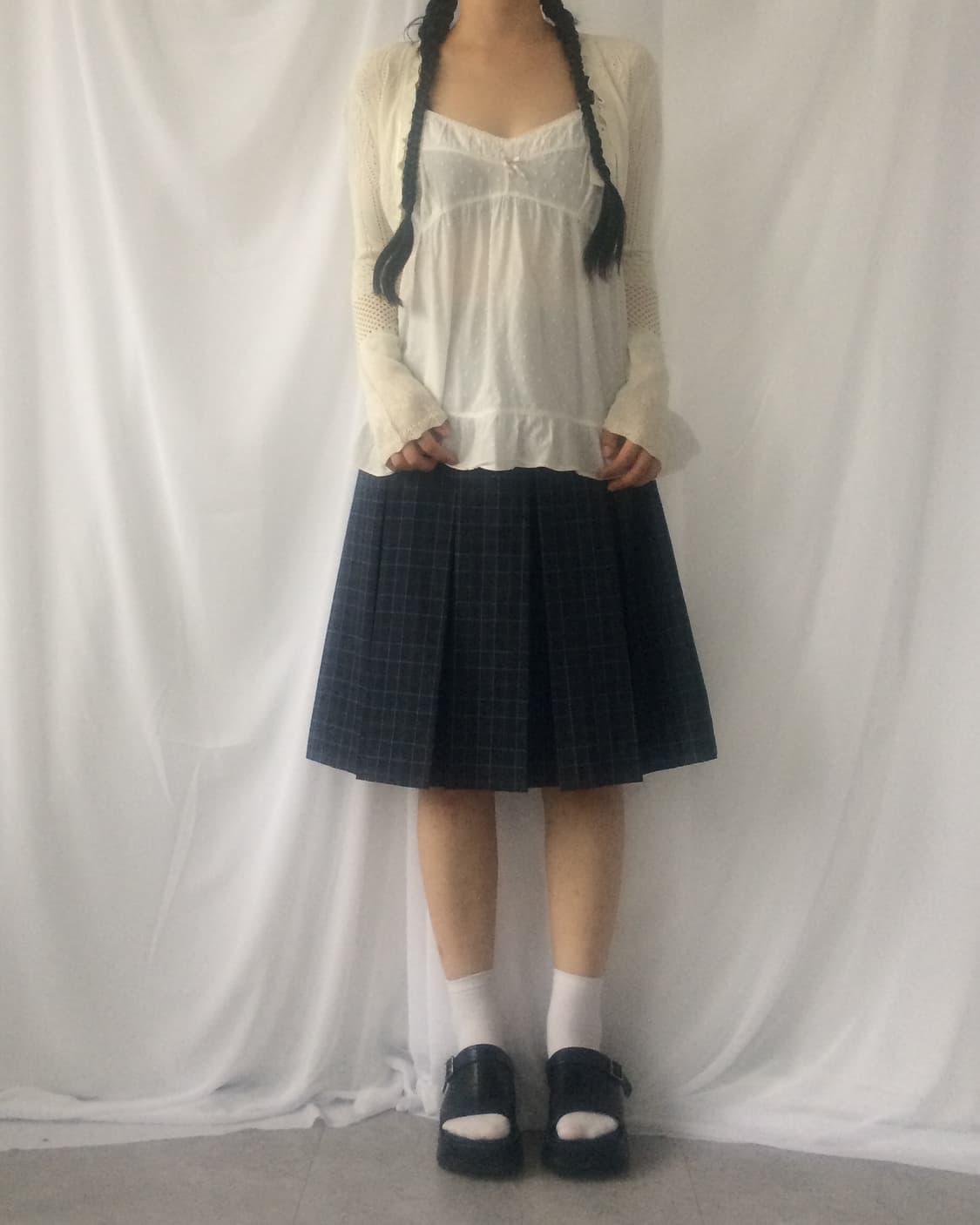 Punching knit open cardigan 상품이미지1