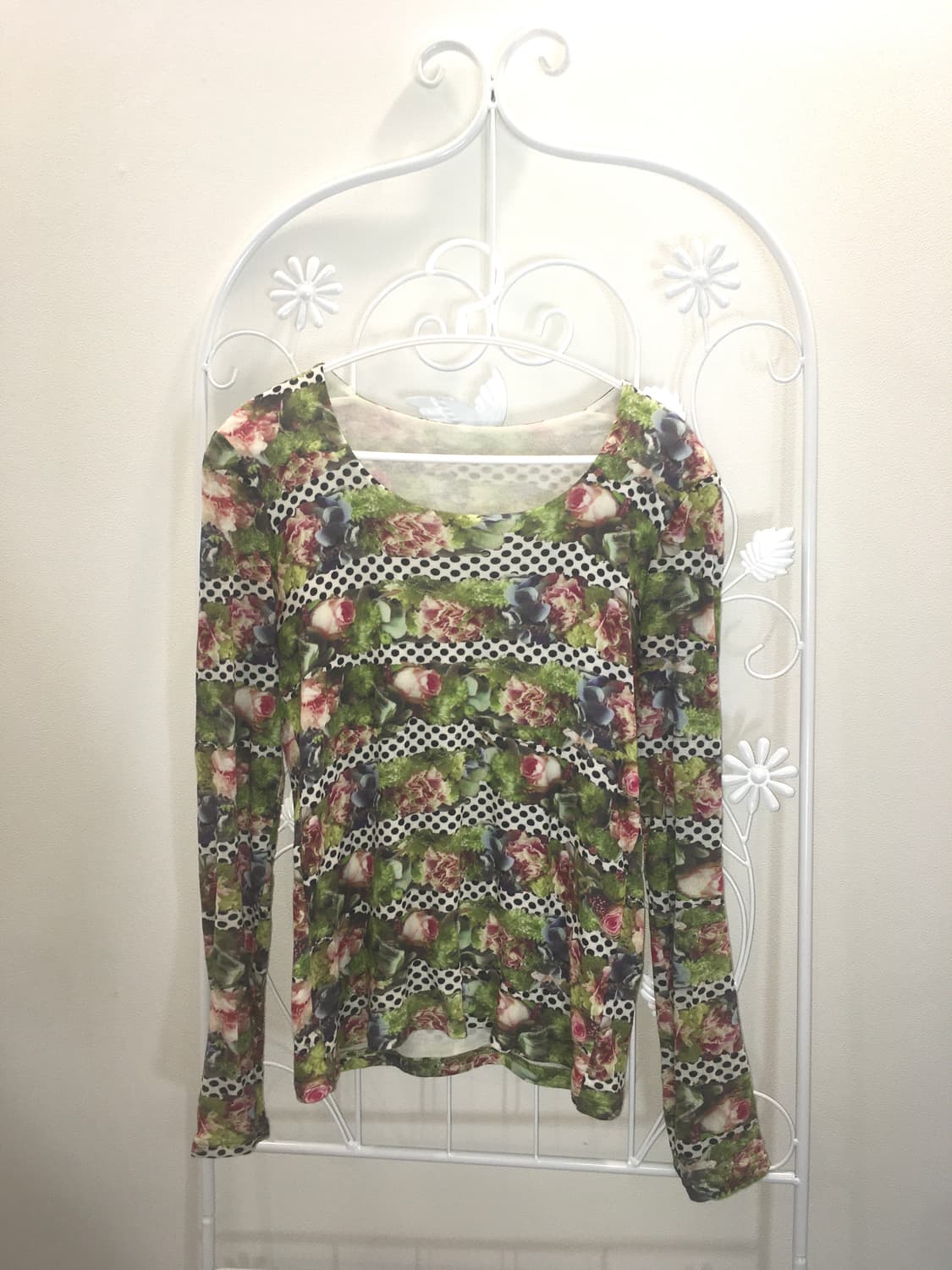 jpn vintage french flower dot slim t shi 상품이미지5