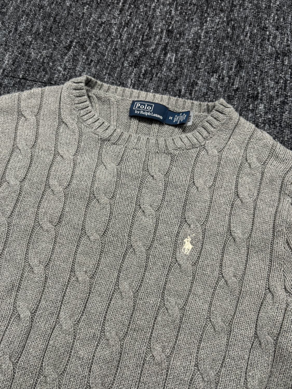 폴로 QR 그레이 꽈배기 니트 상품이미지4