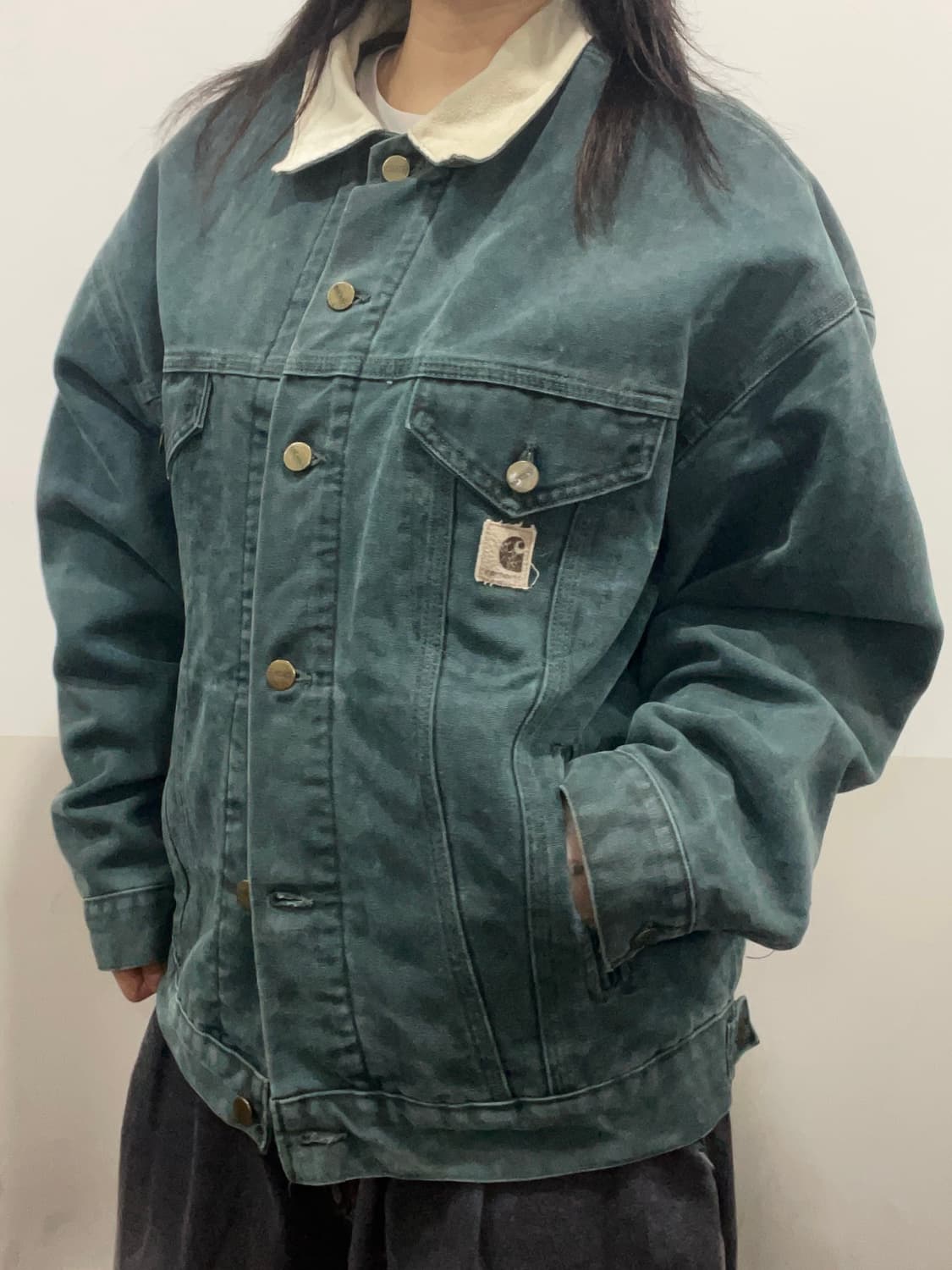 90’s USA Carhartt 칼하트 블랭킷 샌드스톤 트러커 자켓 상품이미지2