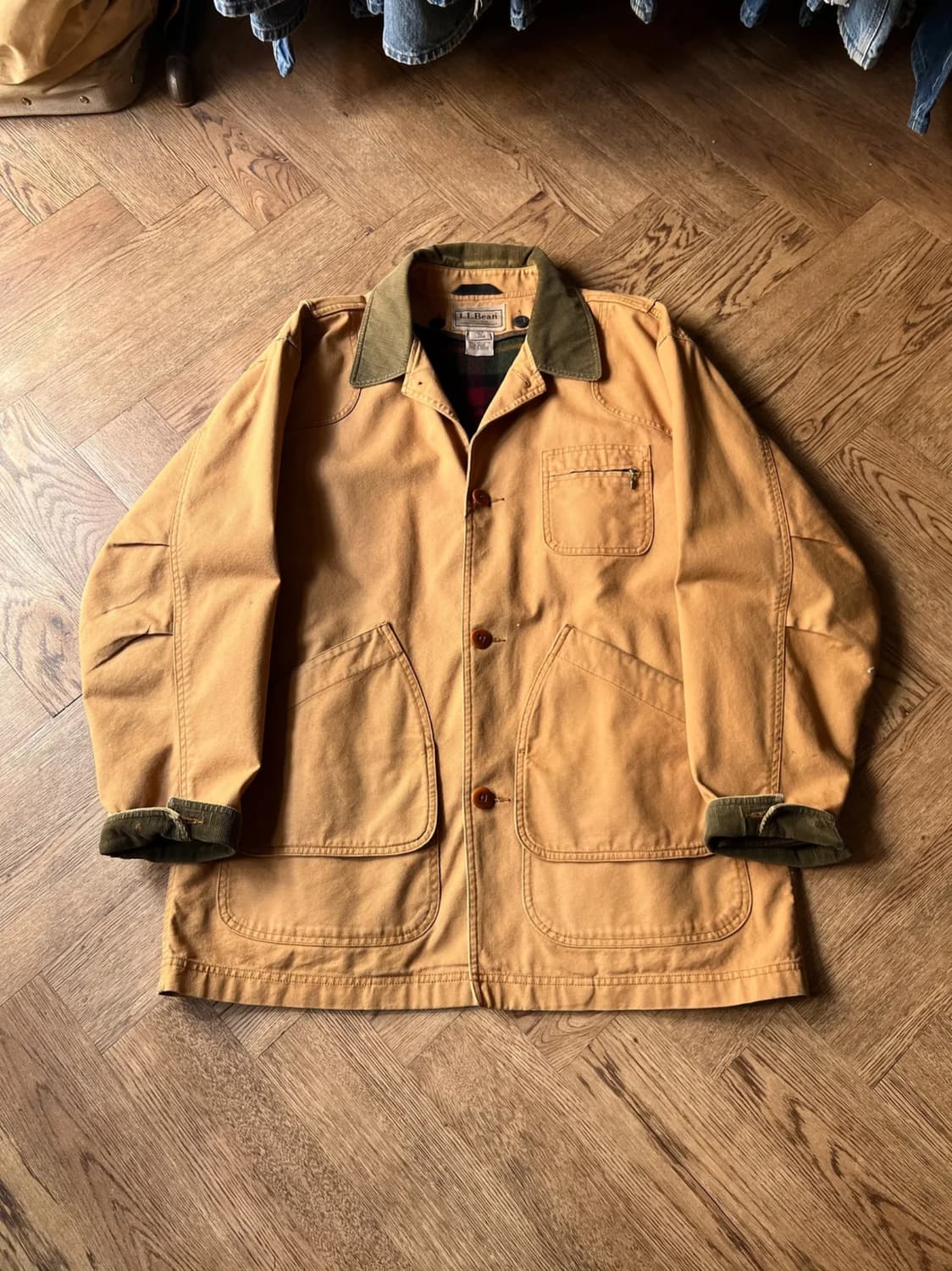 [L]엘엘빈 USA 체크 라이닝 브라운 캔버스 헌팅 자켓 상품이미지1