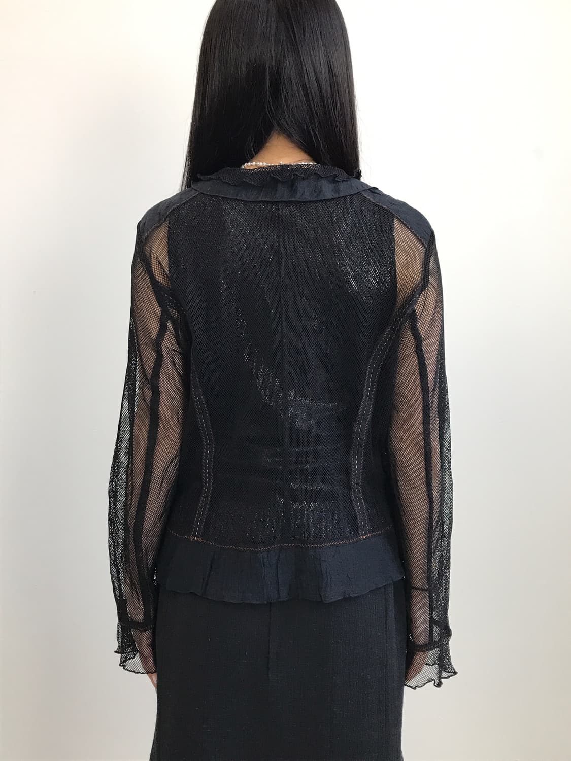  Vintage Black Sheer Crinkle Top 상품이미지4