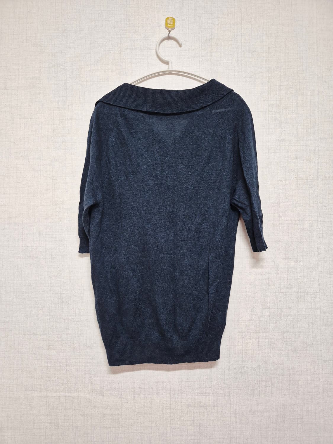 네이비 카라넥 반팔 니트 티셔츠 상품이미지2