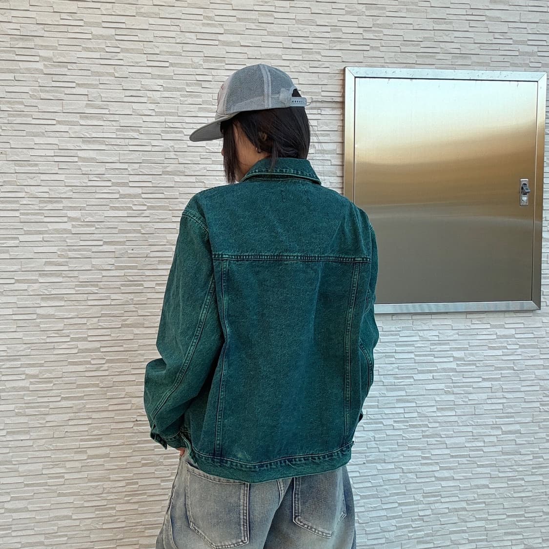 90s 올드스쿨 그린 데님 트러커자켓 상품이미지5