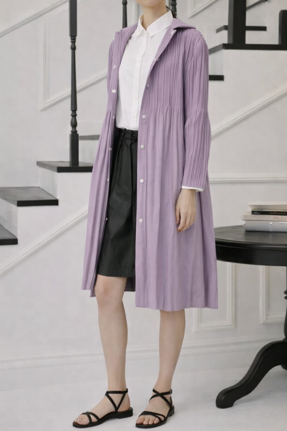 sjwani 손정완 플리츠 후드 가디건 상품이미지1