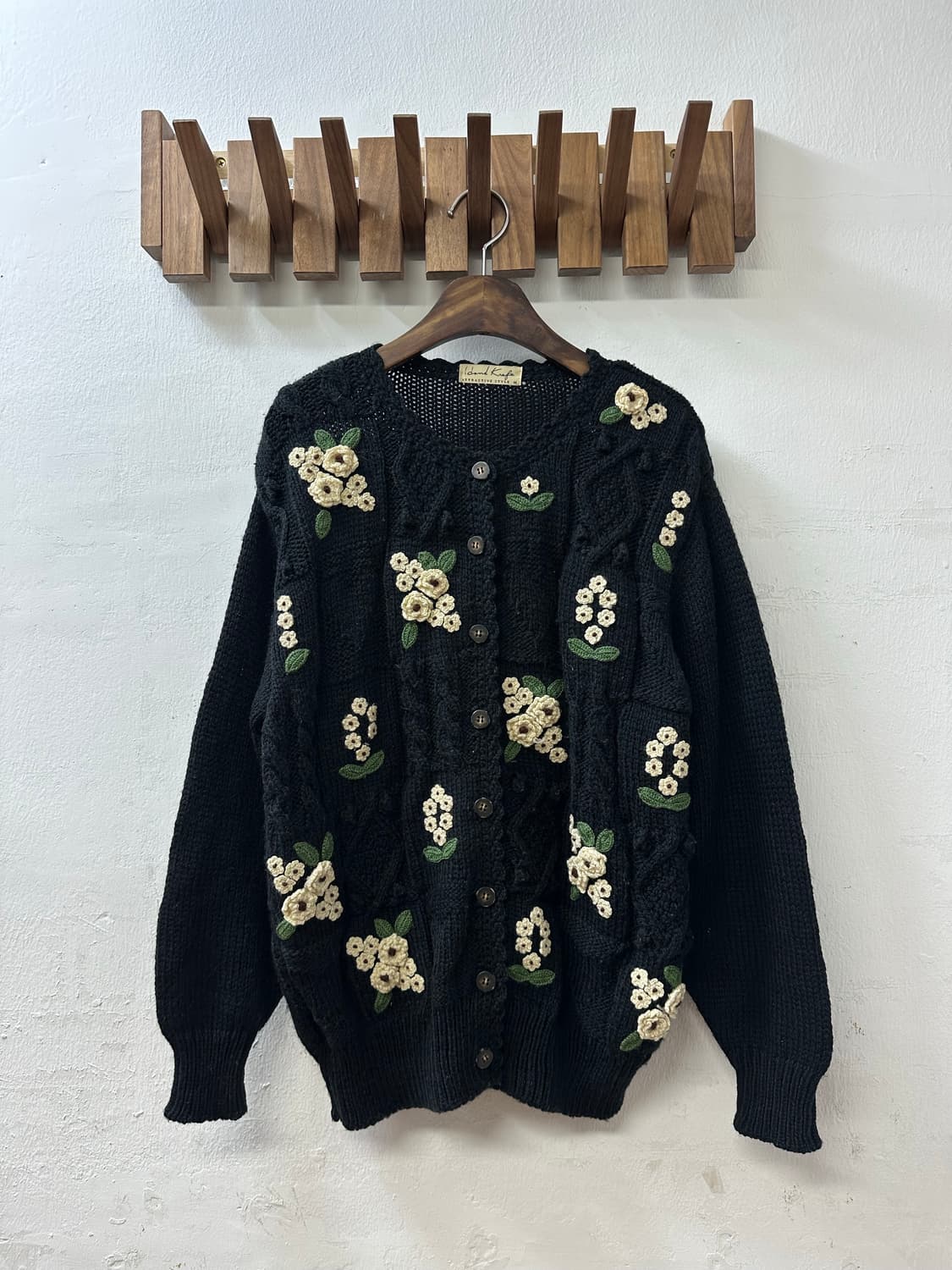일본빈티지 플라워 크로셰 모티브 니트 스웨터 가디건 상품이미지1