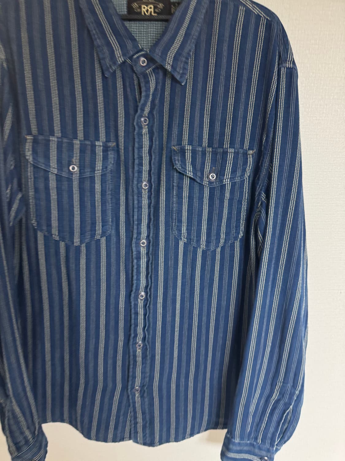 L RRL 더블알엘 인디고 더블페이스 스트라이프 셔츠 자켓 상품이미지2