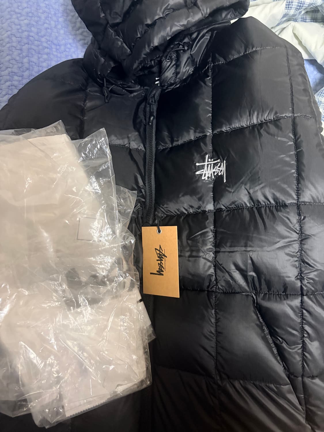 [m] 스투시 미드웨이트 후드 퍼퍼 블랙 상품이미지2