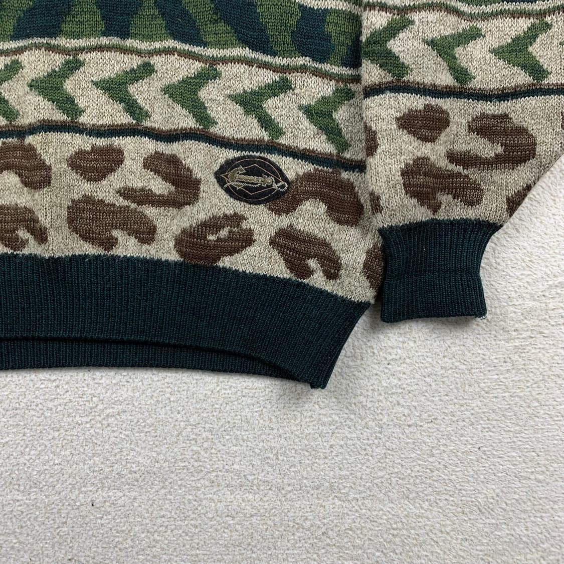 90s 코모도 빈티지 패턴 울 카라 니트 상품이미지4