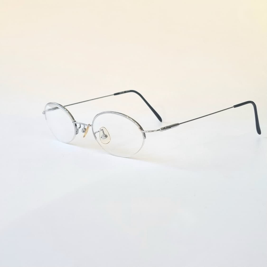 데드스탁 슬림한 빈티지 실버 반무테 안경테  494 상품이미지4