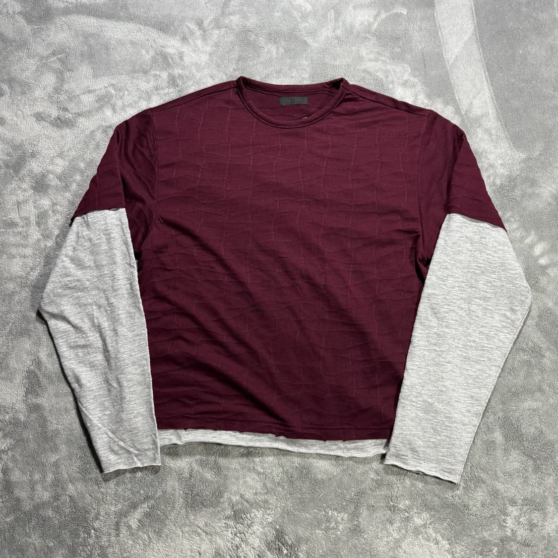 DNSR 버건디 그레이 레이어드 롱슬리브 상품이미지1